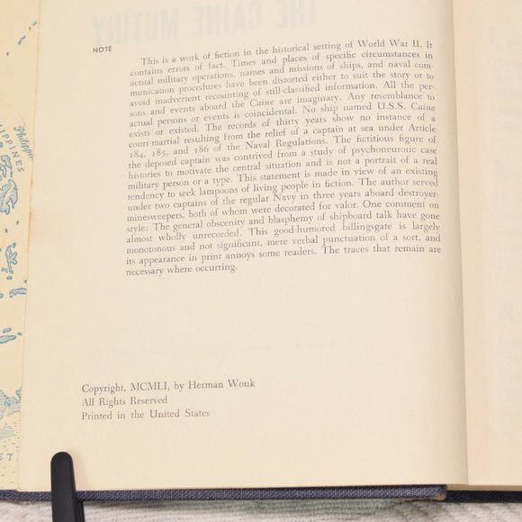 The Cane Mutiny Herman Wouk World War II Novel Hardcover Book Very Good 1951 - Picture 8 of 14